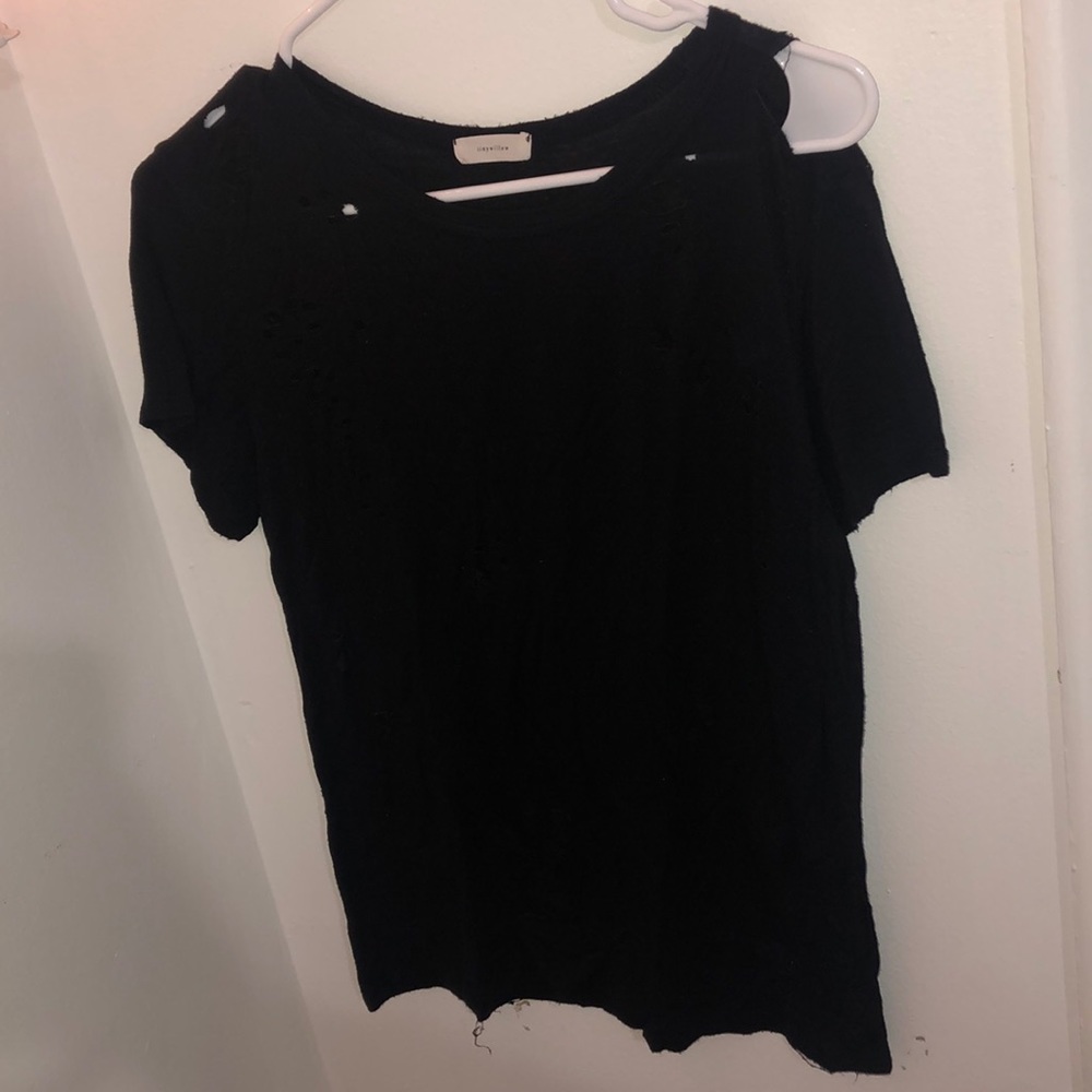 black t-shirt with holes